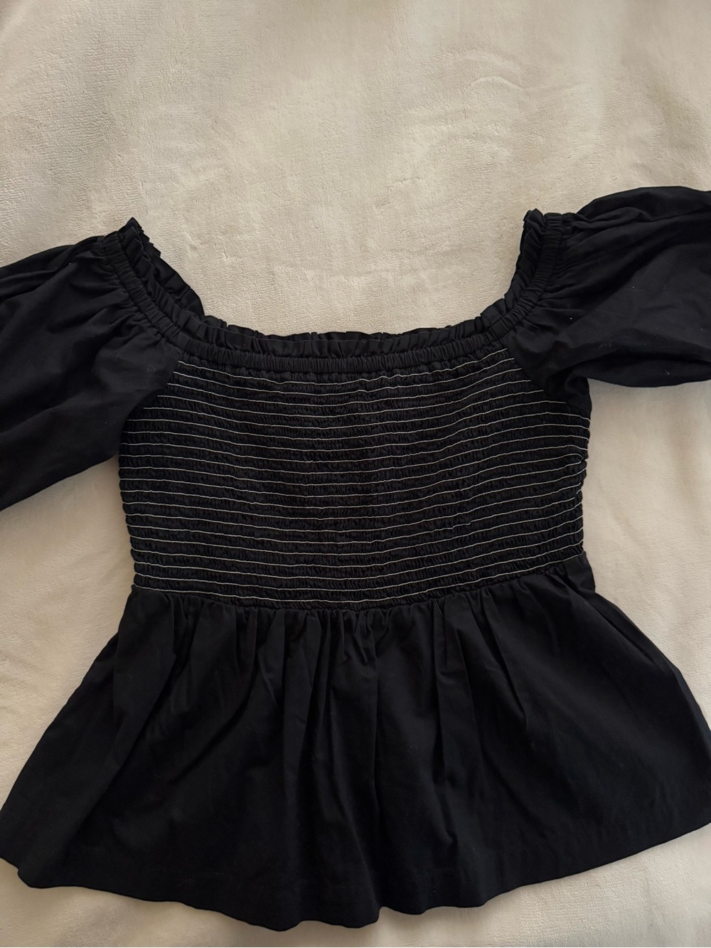 Old Navy Black Smocked Peplum Top